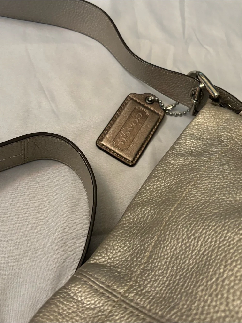 Coach Pewter Silver Pebbled Leather Hobo Shoulder Bag F15064 Y2K Purse
